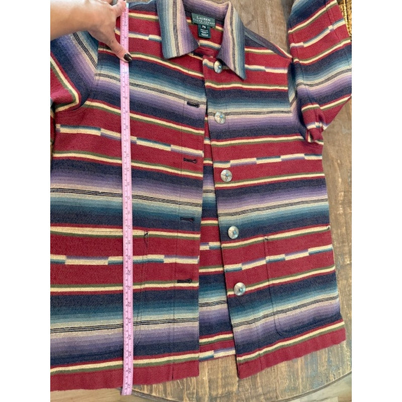 Ralph Lauren Southwestern Jacket with Turquoise Concho Buttons Size Petite Medium