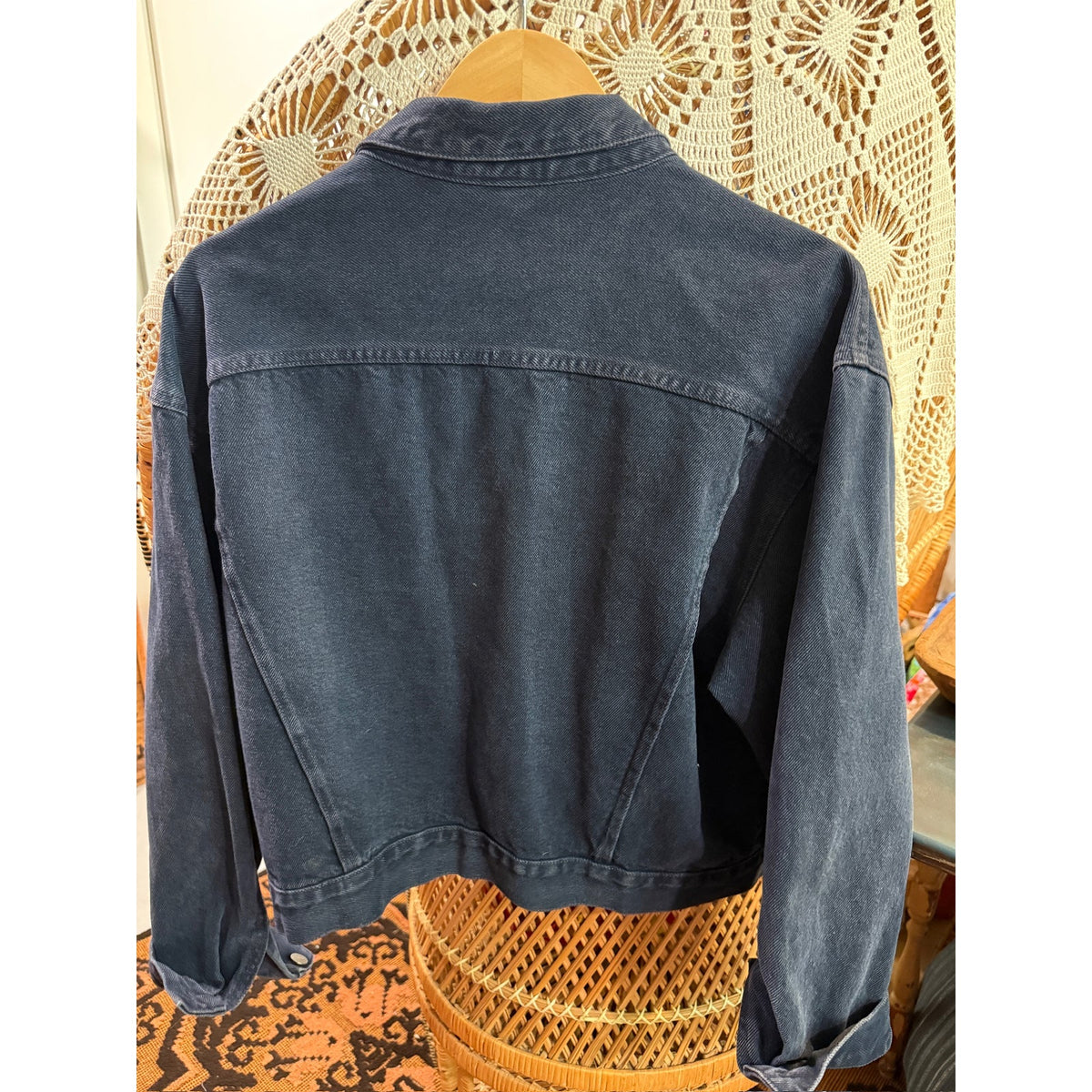 Vintage Guess Jeans Dark Blue Denim Jacket Size XL PTP 22"