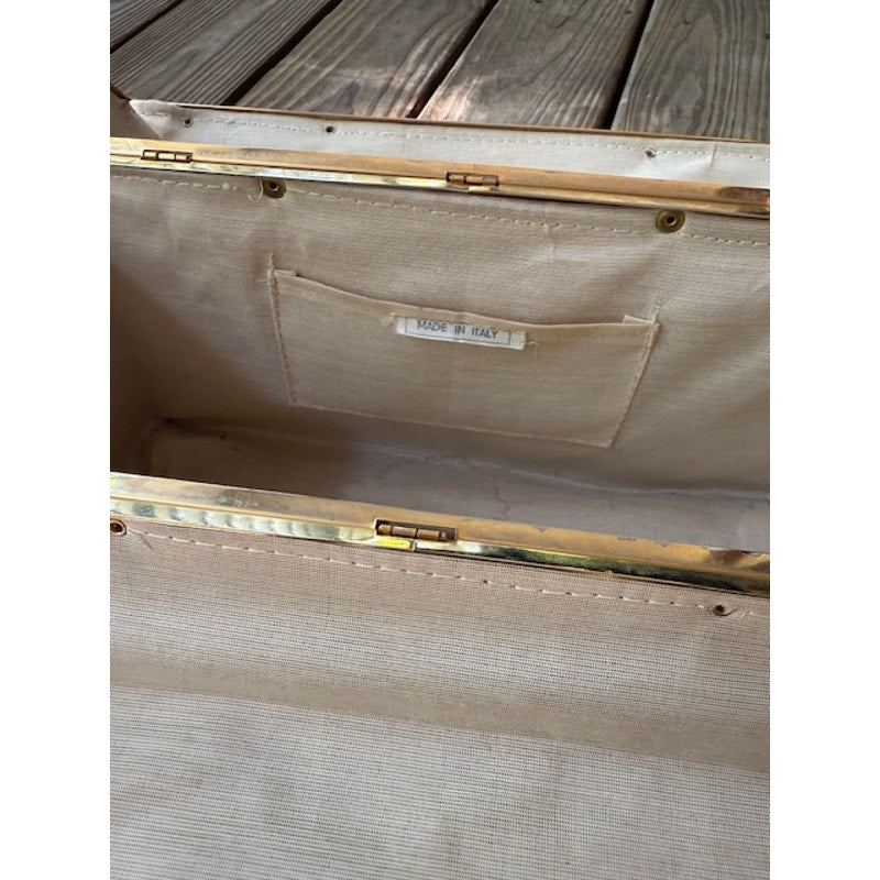 Vintage Tapestry Trunk Style Handbag - Made in Italy