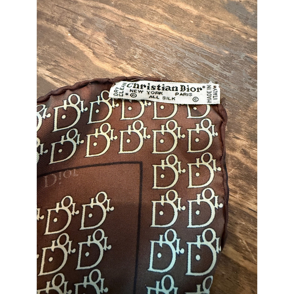 Vintage Christian Dior Silk Neck Scarf - Chocolate Brown