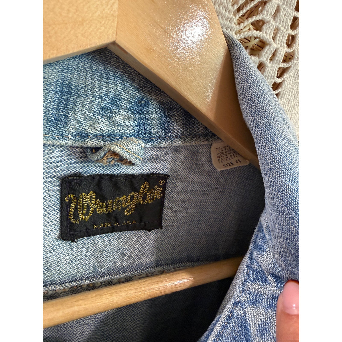Vintage Wrangler Denim Jacket Approx Size Med PTP 22"