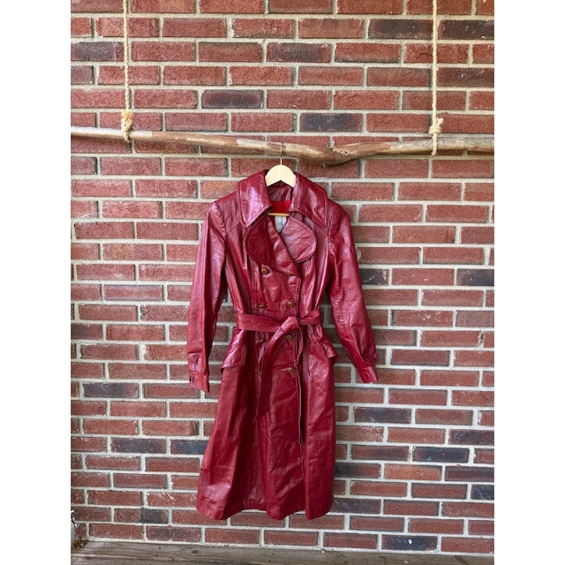 Vintage Wilsons Red Leather Trench Coat - Size XS/S