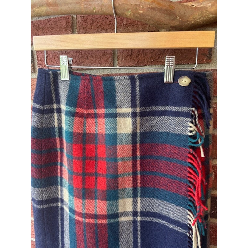 Ralph Lauren Country Wool Plaid Wrap Skirt Size 10