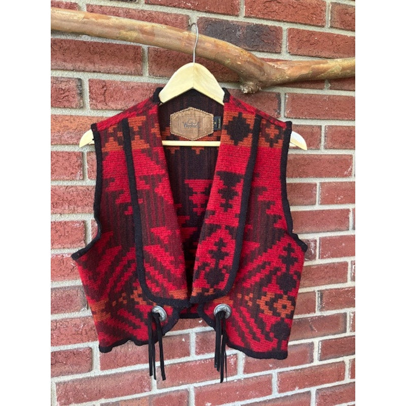 Woolrich Western Vest - Red, Orange, Black - Size Small