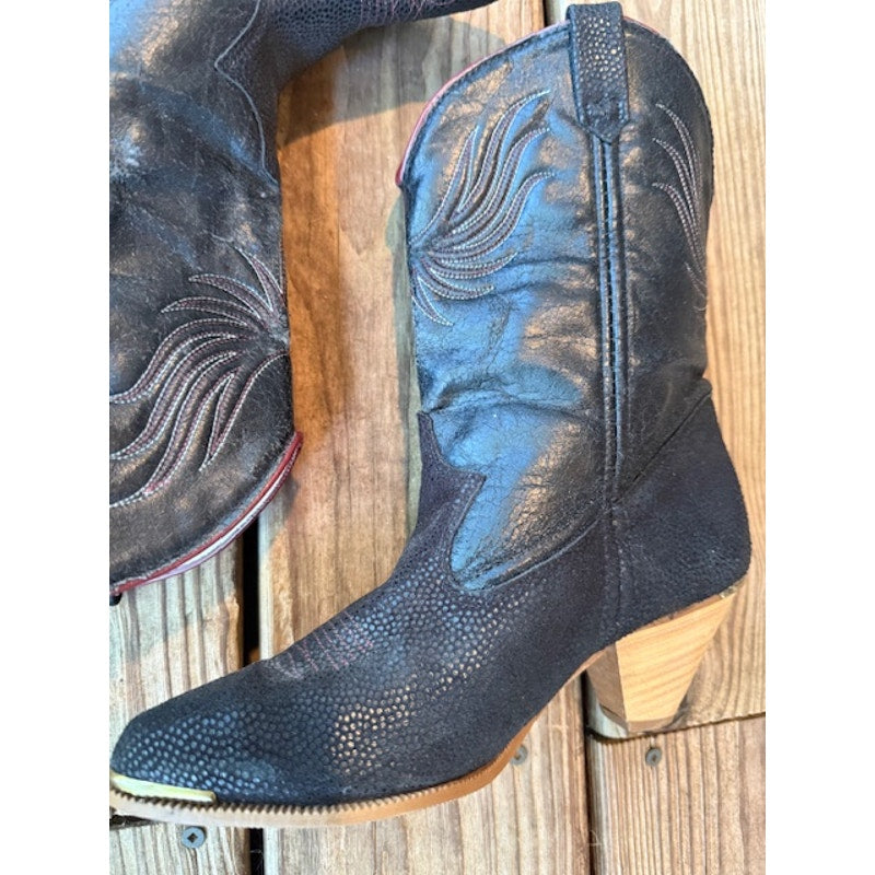Vintage Dingo Phoenix Black Cowboy Boots Size 7