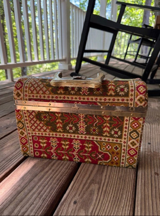 Vintage Tapestry Trunk Style Handbag - Made in Italy