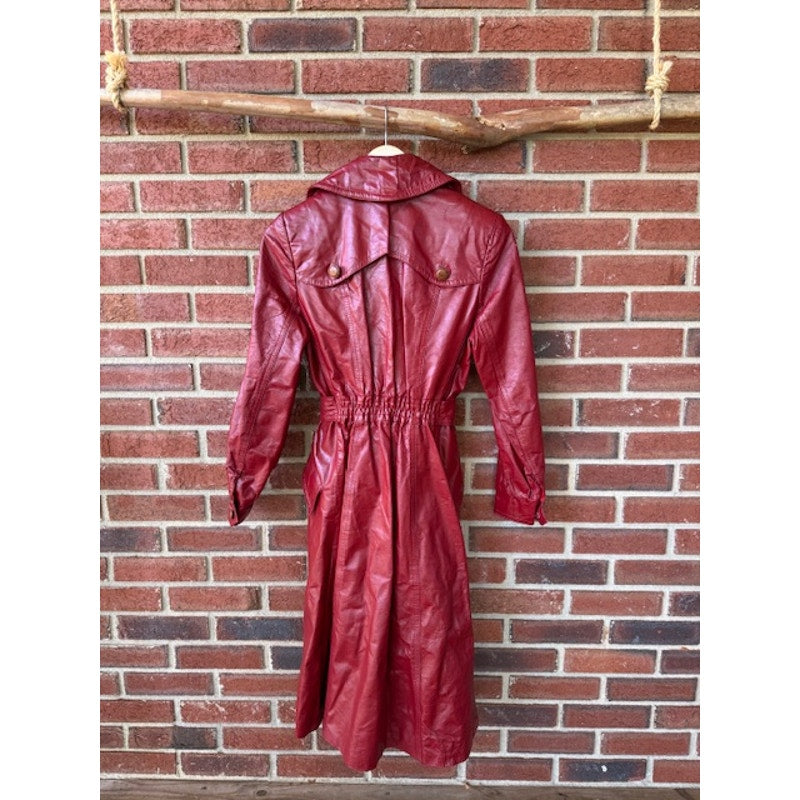 Vintage Wilsons Red Leather Trench Coat - Size XS/S