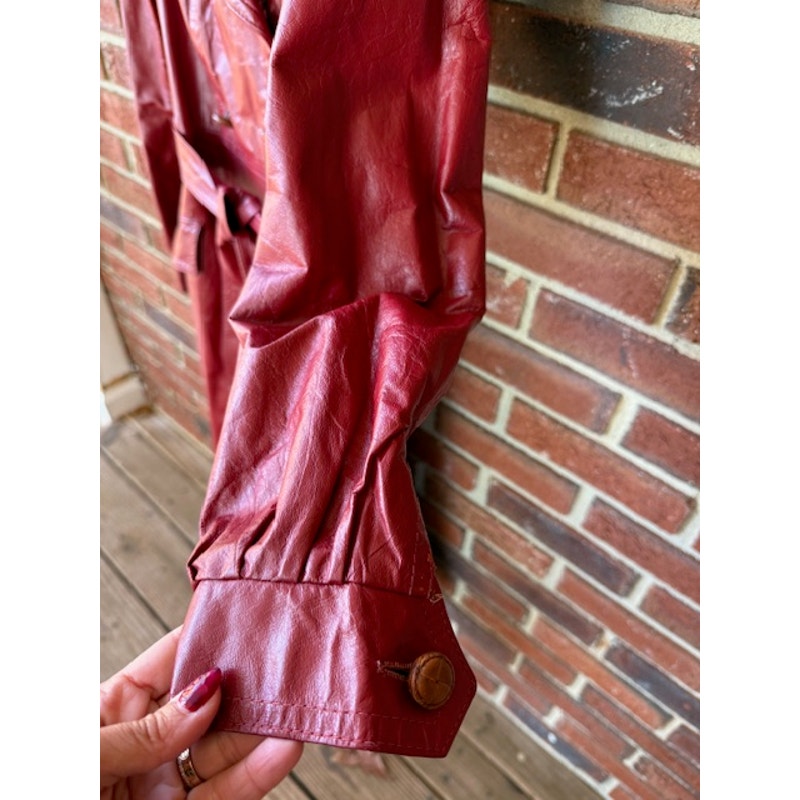 Vintage Wilsons Red Leather Trench Coat - Size XS/S
