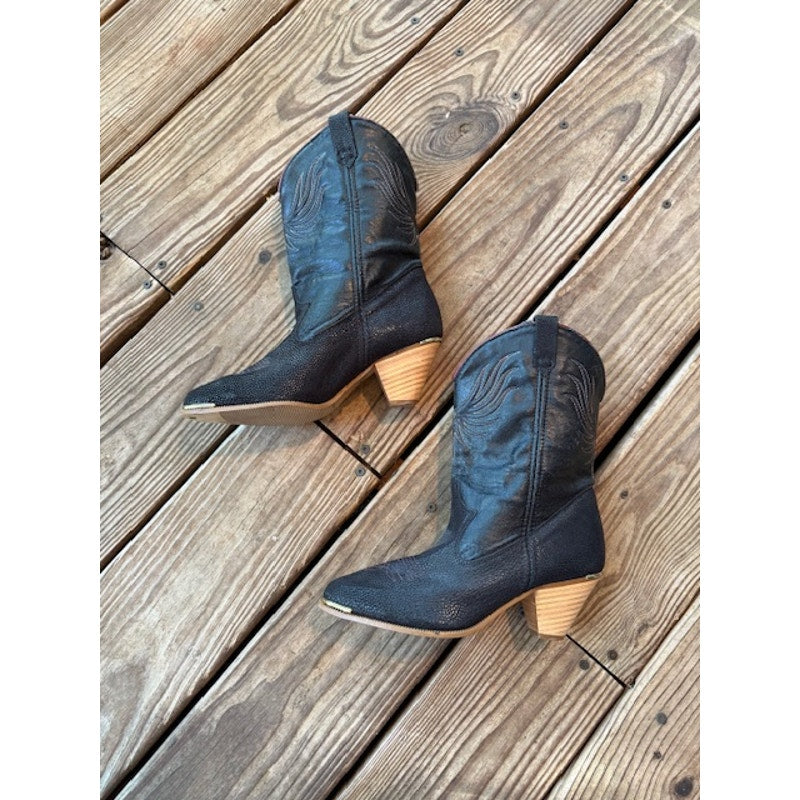 Vintage Dingo Phoenix Black Cowboy Boots Size 7