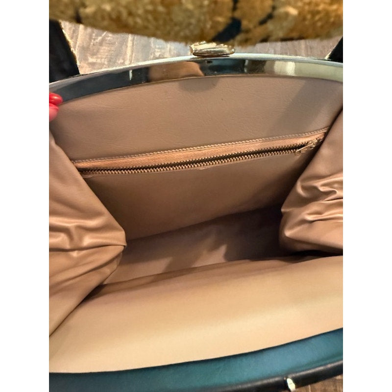 Vintage 1960's Gold Floral Tapestry Cut Chenille Handbag