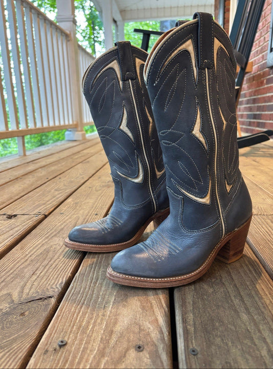 Double H Blue Boots - Women's Size 6 - Vintage Charm HH