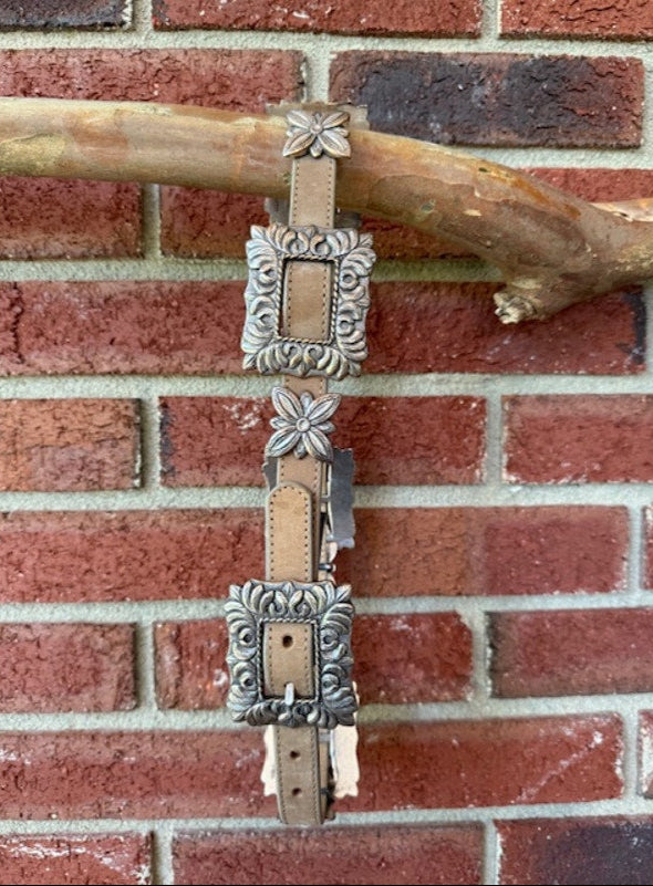 Vintage Brighton Light Tan Concho Belt Size M