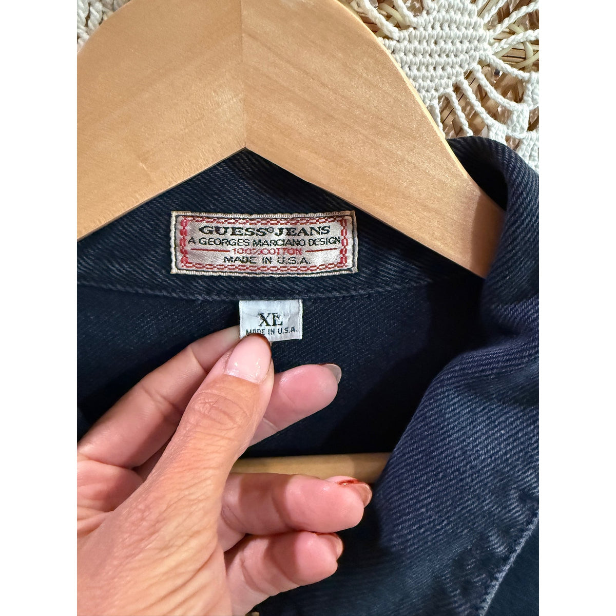 Vintage Guess Jeans Dark Blue Denim Jacket Size XL PTP 22"
