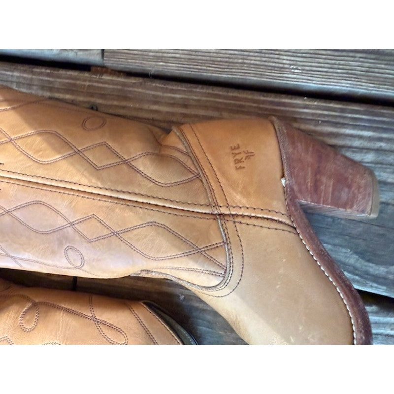 Vintage Frye Tan Cowboy Boots Size 6