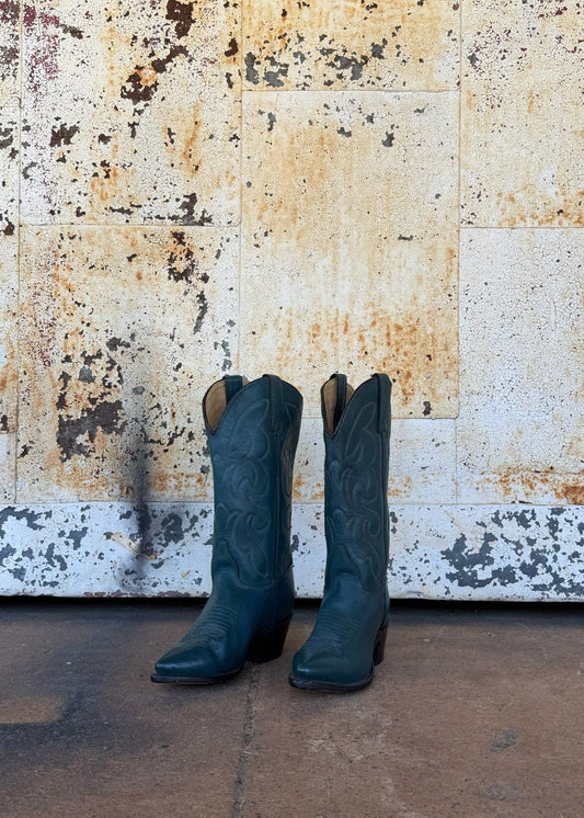 Vintage Texas Boot Company Boots - Size 5 1/2 Dark Teal - Turquoise