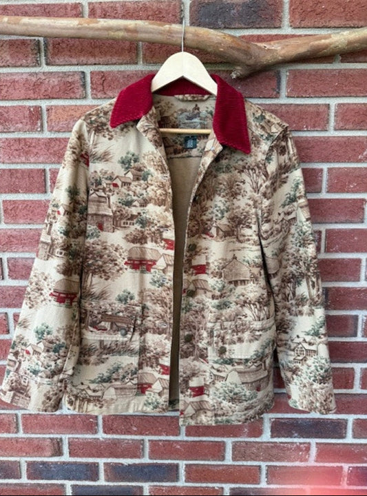 Vintage Ralph Lauren Barn Jacket with Red details and Tree Design - Size Small