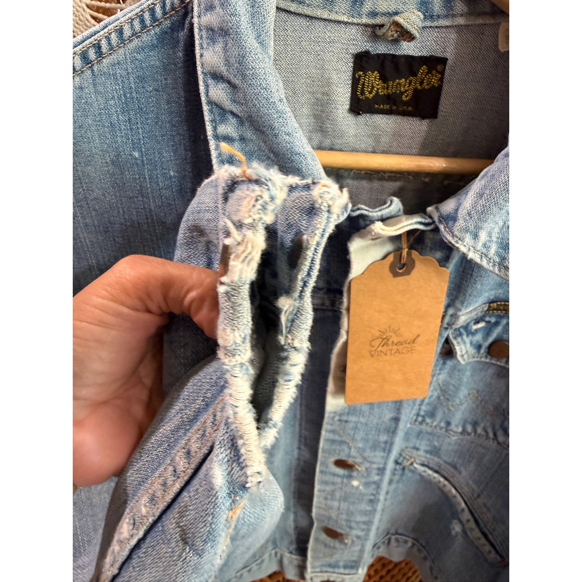 Vintage Wrangler Denim Jacket Approx Size Med PTP 22"