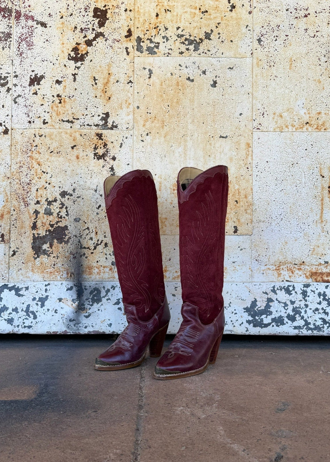 Vintage Burgundy Zodiac Boots - Deep Wine - Size 5