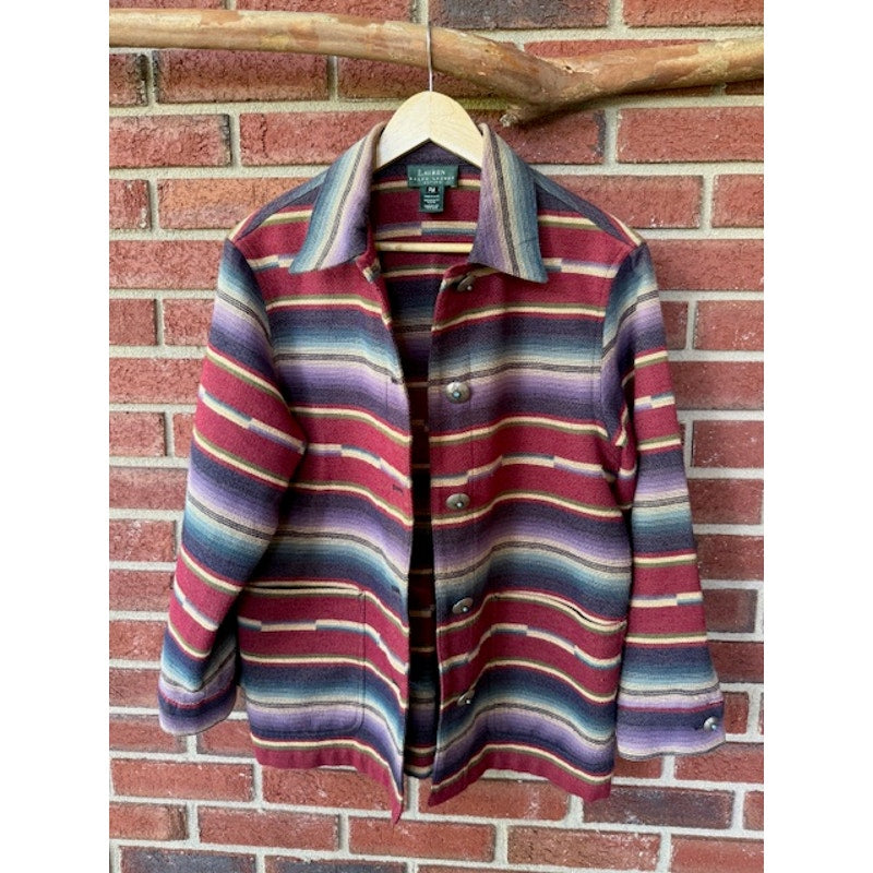 Ralph Lauren Southwestern Jacket with Turquoise Concho Buttons Size Petite Medium
