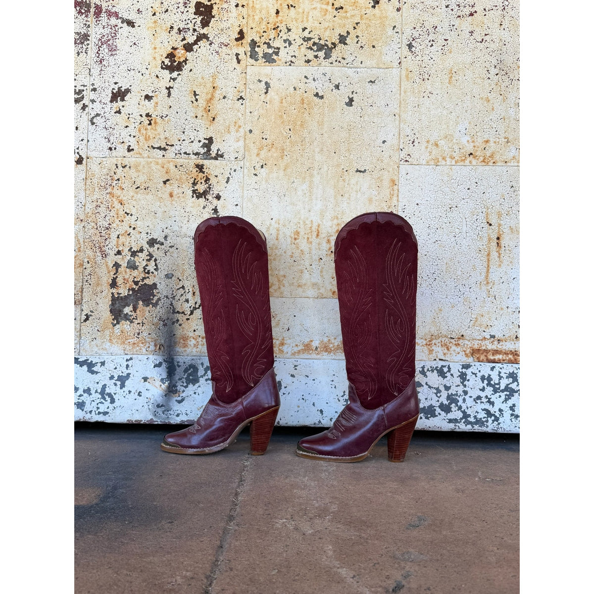 Vintage Burgundy Zodiac Boots - Deep Wine - Size 5