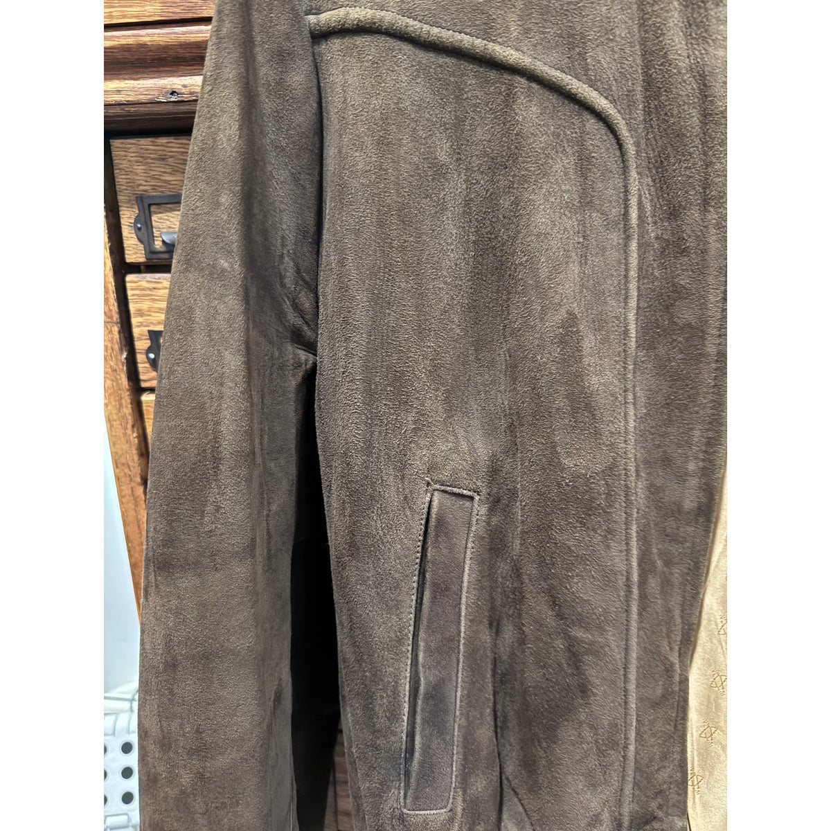 Vintage 70's Chocolate Brown Suede Leather Bomber Jacket Men's 42 - Fits like M/L PTP 22