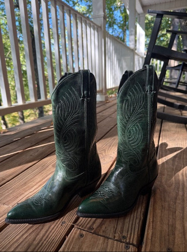 Vintage Code West Cowboys Boots Green Size 7.5
