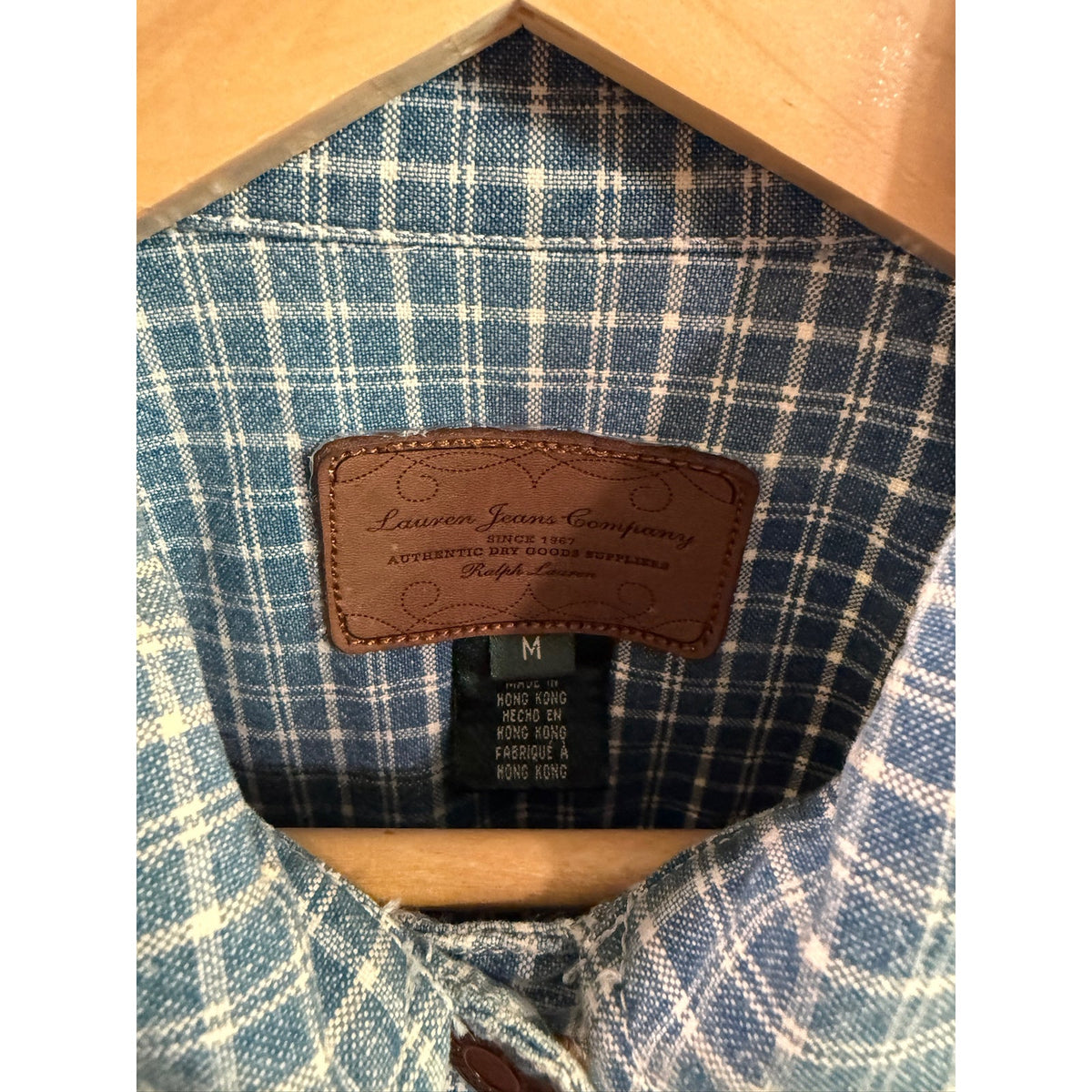 Vintage Ralph Lauren Plaid Denim Utility Jacket Size Medium PTP 20"
