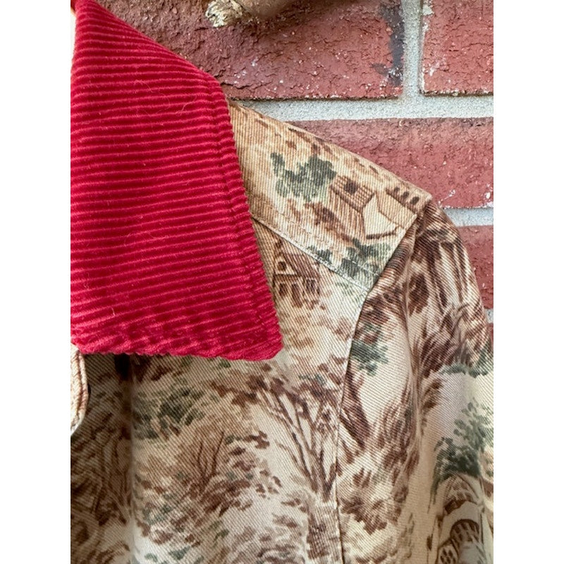 Vintage Ralph Lauren Barn Jacket with Red details and Tree Design - Size Small