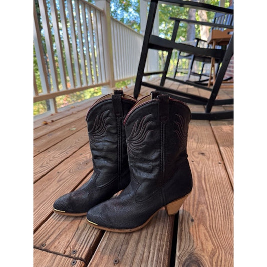 Vintage Dingo Phoenix Black Cowboy Boots Size 7