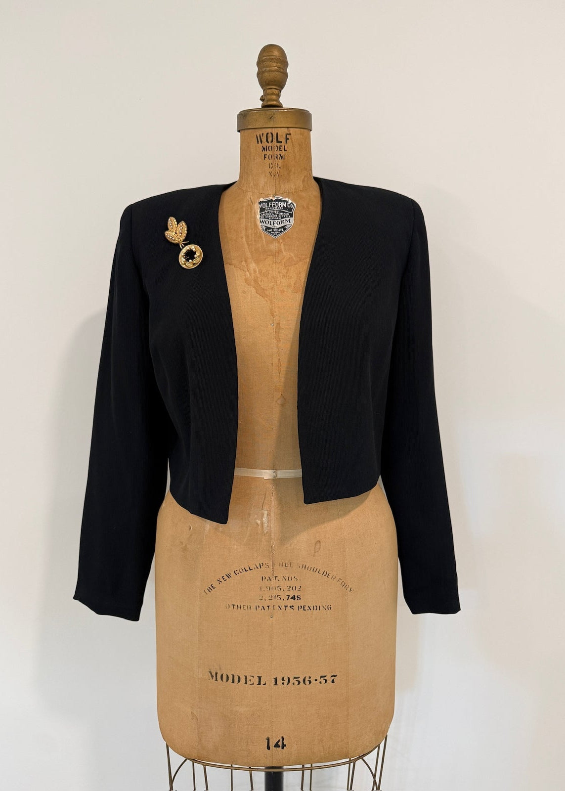Vintage Alex Garfield Cropped Black Bolero Jacket Size 4