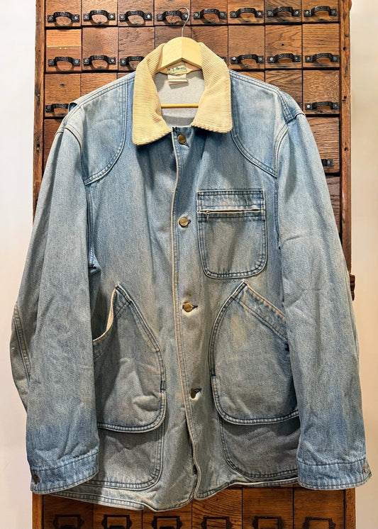 Vintage L.L. Bean Denim Field Jacket Size Approx Medium PTP 23