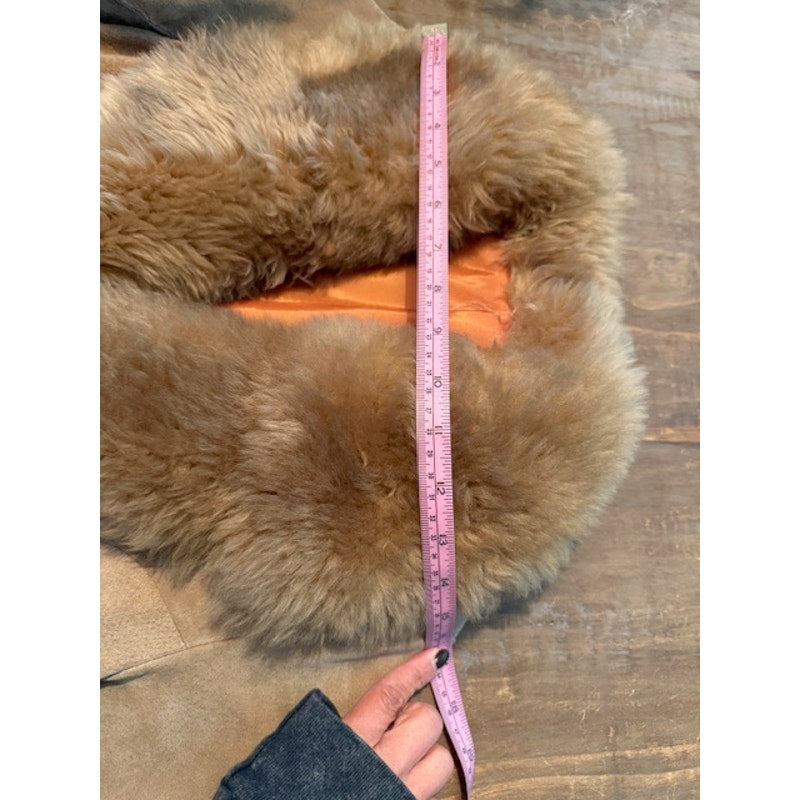 Vintage Penny Lane Tan Suede Jacket with Fur Collar Size XS-S