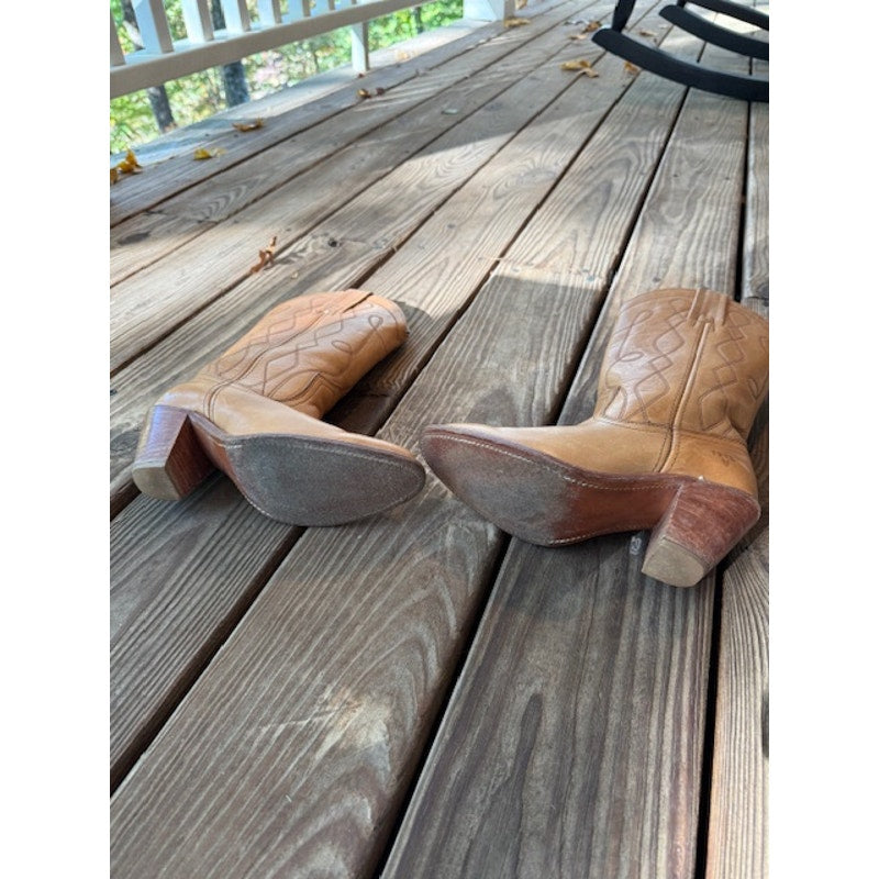 Vintage Frye Tan Cowboy Boots Size 6