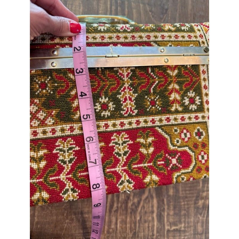 Vintage Tapestry Trunk Style Handbag - Made in Italy