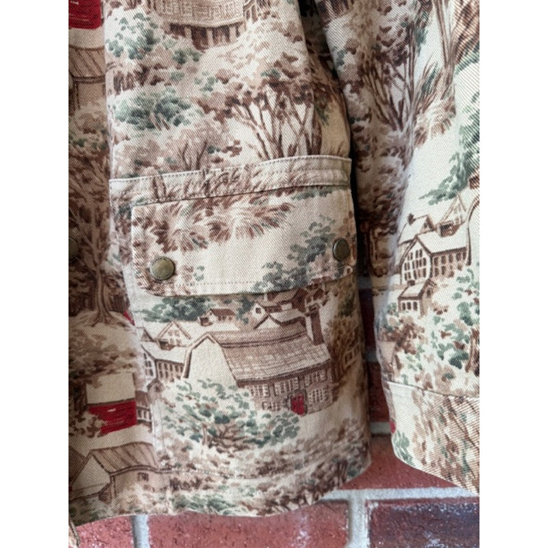 Vintage Ralph Lauren Barn Jacket with Red details and Tree Design - Size Small