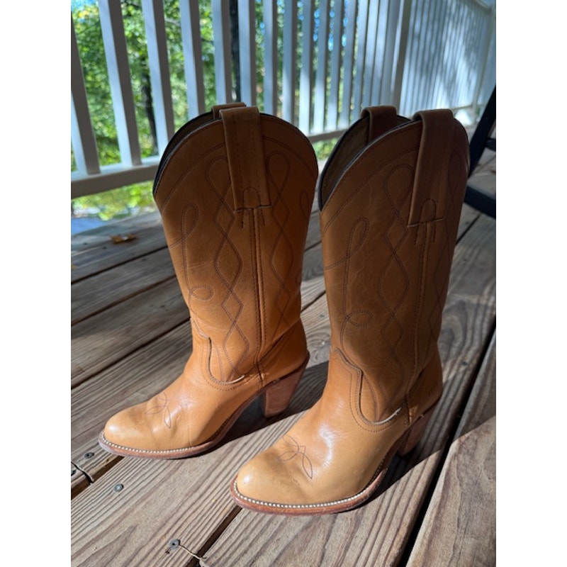 Vintage Frye Tan Cowboy Boots Size 6