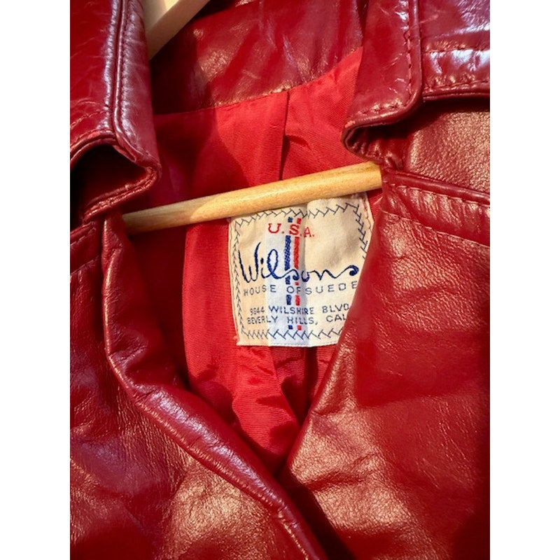 Vintage Wilsons Red Leather Trench Coat - Size XS/S