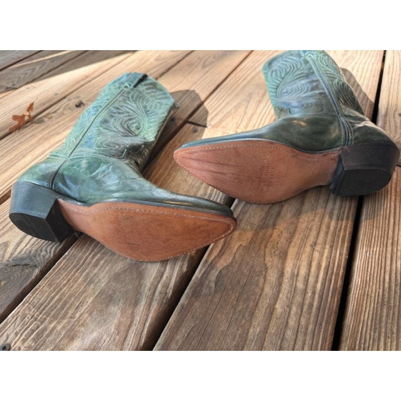 Vintage Code West Cowboys Boots Green Size 7.5