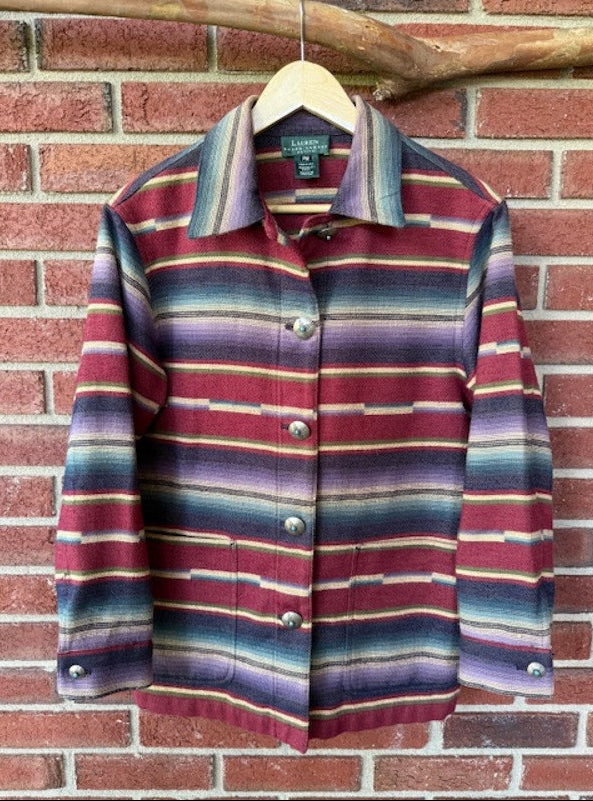 Ralph Lauren Southwestern Jacket with Turquoise Concho Buttons Size Petite Medium