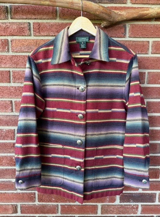 Ralph Lauren Southwestern Jacket with Turquoise Concho Buttons Size Petite Medium