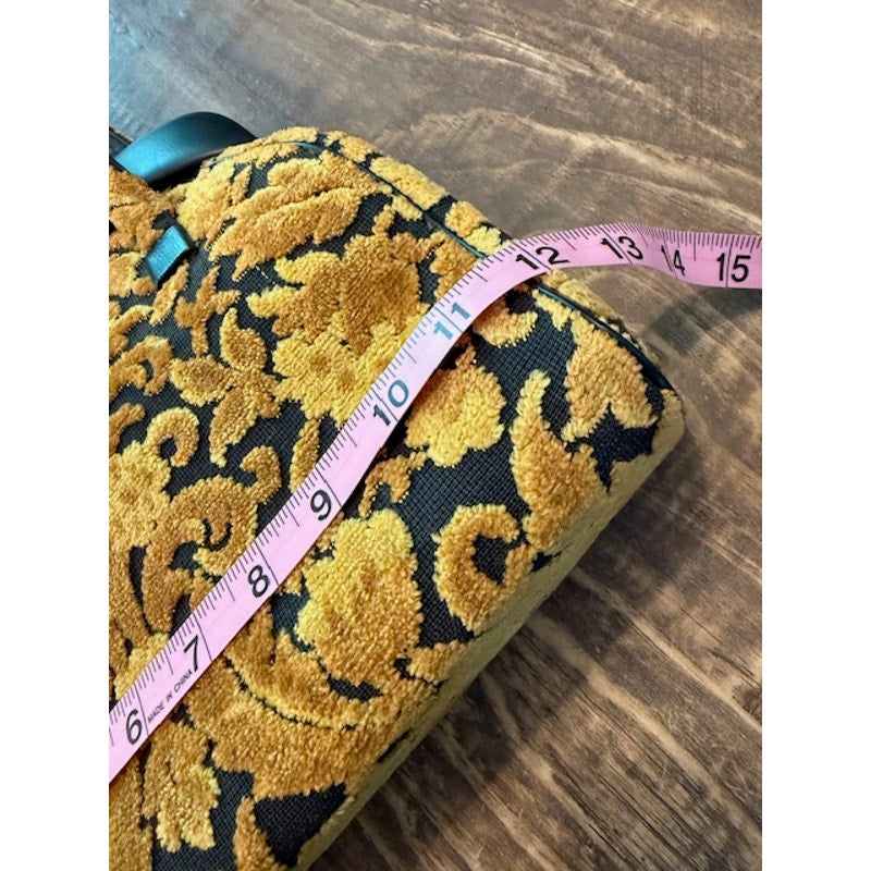 Vintage 1960's Gold Floral Tapestry Cut Chenille Handbag