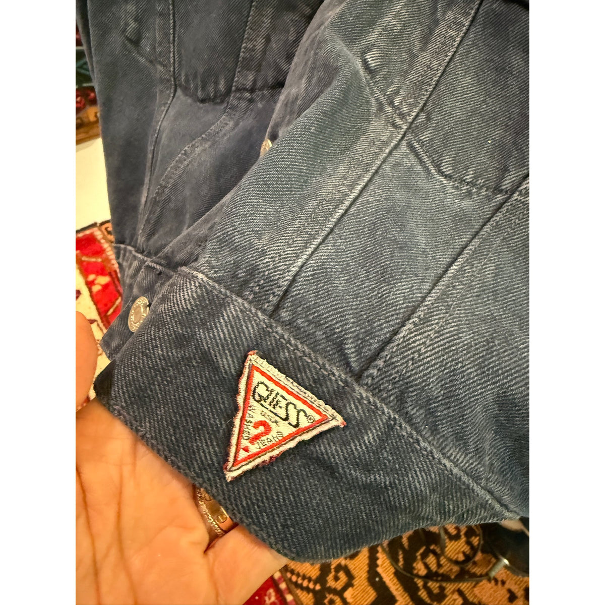 Vintage Guess Jeans Dark Blue Denim Jacket Size XL PTP 22"
