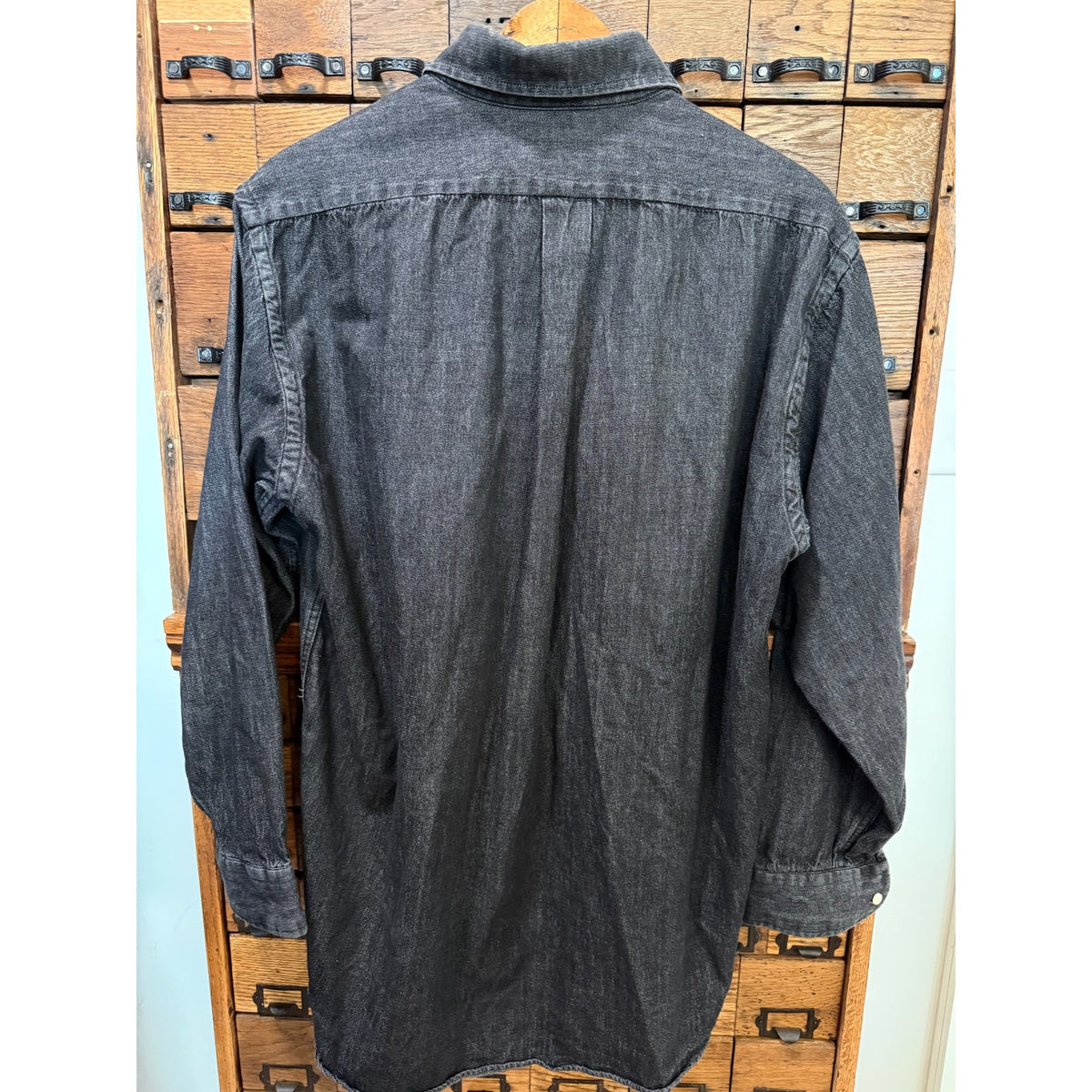 Vintage Ralph Lauren Faded Black Button Down Shirt Size Medium PTP Approx 23"