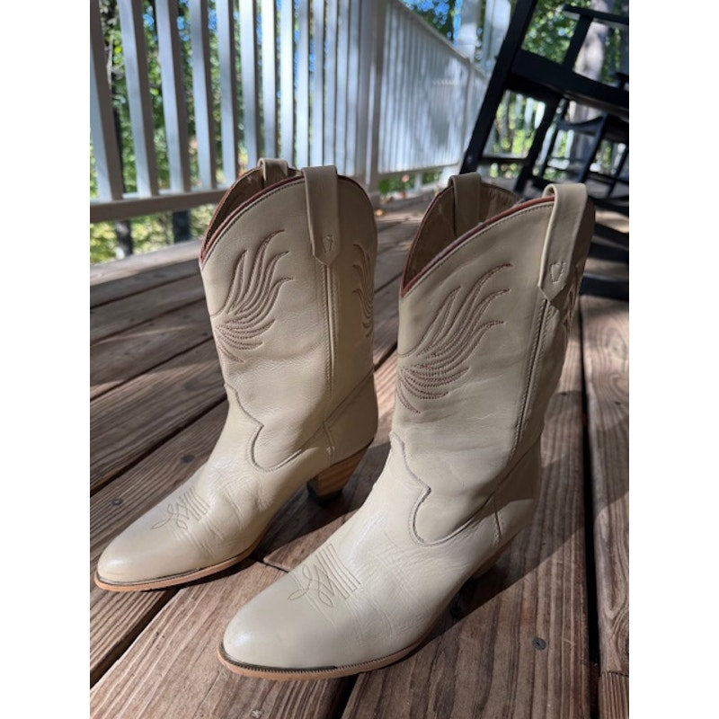 Vintage Cream Acme Cowboy Boots Size 7