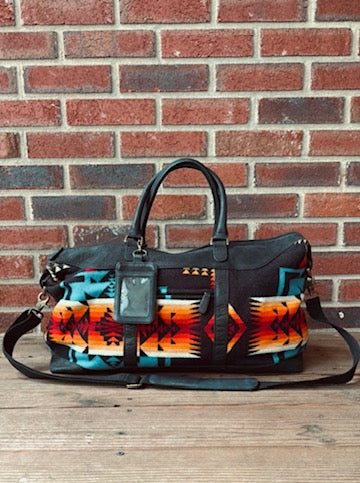 Vintage Pendleton Southwestern Blanket Wool Weekender Duffel Bag