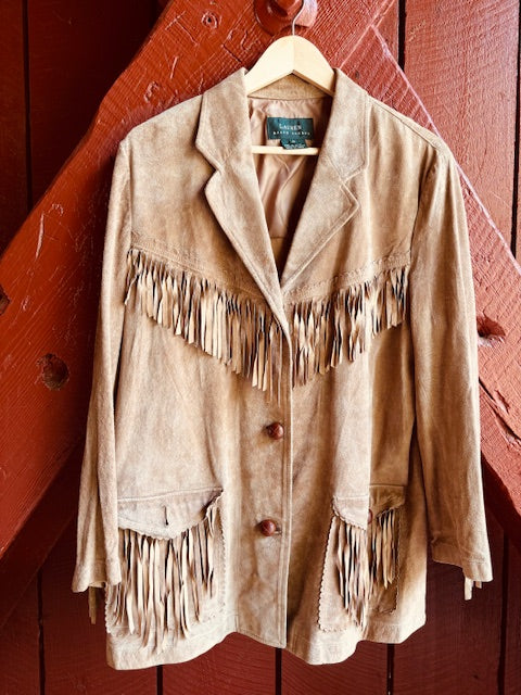 Vintage Ralph Lauren Fringe Leather Jacket Size Small