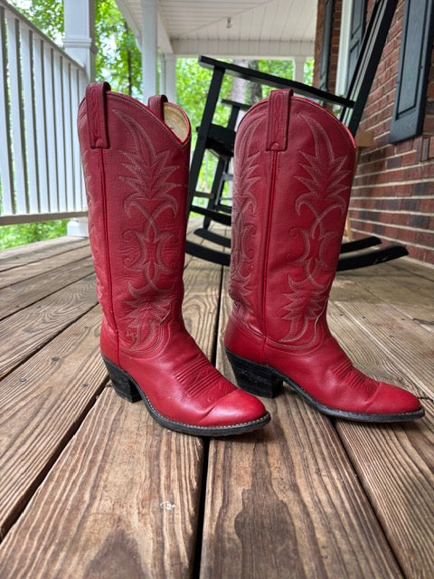 Vintage Dingo Red Cowboy Boots Size 6.5