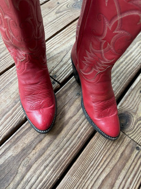 Vintage Dingo Red Cowboy Boots Size 6.5