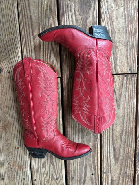 Vintage Dingo Red Cowboy Boots Size 6.5