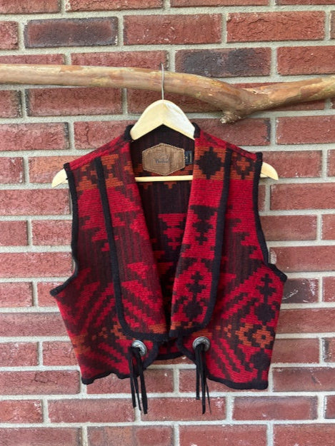 Woolrich Western Vest - Red, Orange, Black - Size Small